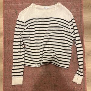 Reformation Black and Cream Striped Sweater